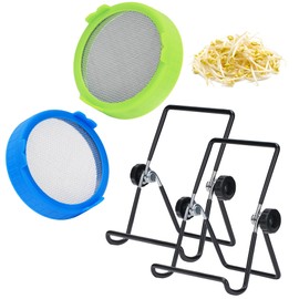 Lulonpon Sprouting Lids Growing Kit, Sprouting Lids for Wide Mouth Mason Jar, Screen Sprout Lids with Stand, Sprouting jar kit for Sprouting, Sprouting Seeds, Sprouting Kit