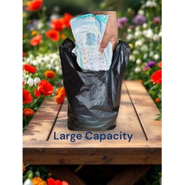 JOKOLO Adult Nappy Bags 20% Thicker Sacks, Easy Tie Handles, Odour Free, Discreet Black Plastic, Strong Sanitary Disposal Bag (200)