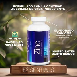 NLS ESSENTIALS | Zinc | 90 Cápsulas Vegetales | Gluconato de Zinc