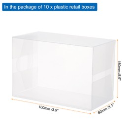 MECCANIXITY Plastic Retail Boxes 3.9"x3.1"x5.9" (100x80x150mm) Gift Box with Protecting Film for Candy, Cookies, Christmas, Wedding, Party Wrapping Clear Pack of 10