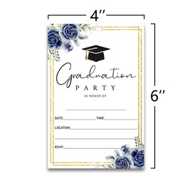 FujLoy 20 Cards with Envelopes, graduation party invitations 2024, 2024 College, High School, University Grad Celebration.（BT5） (Blue-088)
