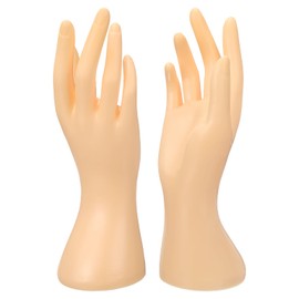 PATIKIL 2pcs Hand Ring Holder, Hand Jewelry Holder Ring Display Stand Jewelry Display Bracelet Display Heavy Sturdy Base for Room Decorative, Beige