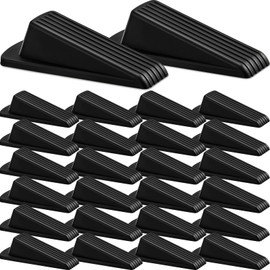 Frienda 24 Pcs Door Stoppers Bulk Rubber Stop Height up to 1.2 Inches Wedge Stopper for Heavy Duty Door Bottom Carpet Tile Concrete Wooden Floor (Black)