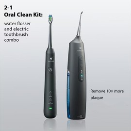 2-1 Oral Clean Kit- Water Dental flosser & Electric Toothbrush Combo- Brushing & Flossing- for Teeth Cleaning and Gum Health (Black)
