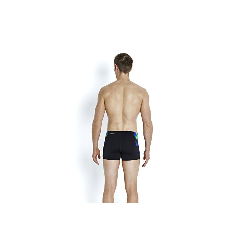 Speedo Men's X Placement Digital V Aquashorts-Black/Fluo Green/Deep Peri, Size