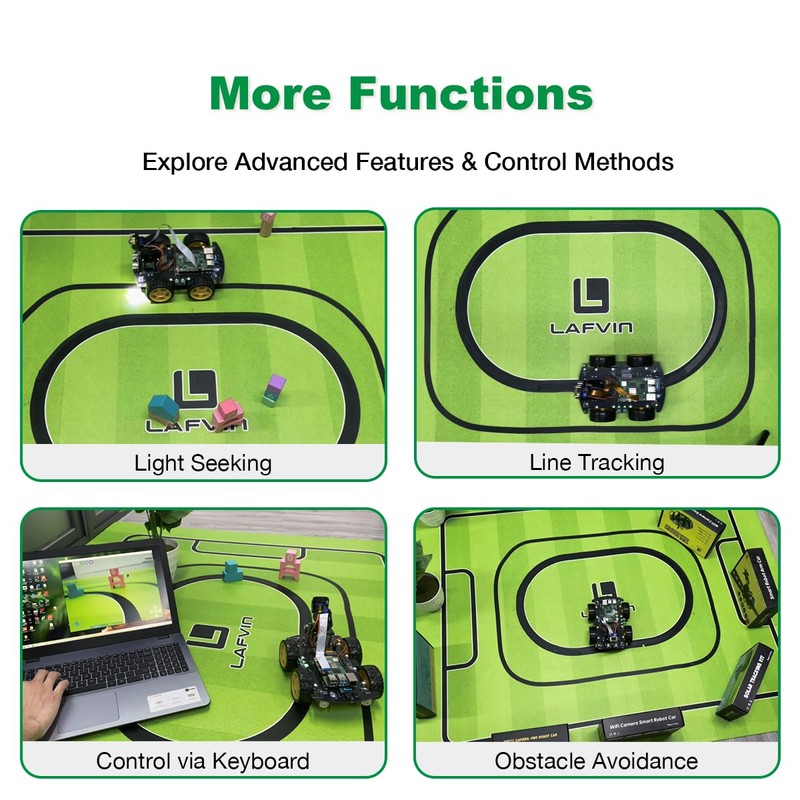 LAFVIN 4WD Smart Car Kit for Raspberry Pi5/4B/3B+/3B/2B/1B+ with Tutorail