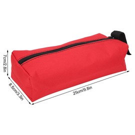 Pack of 2 Small Portable Tool Bag 600D Polyester 25 x 8.5 x 7 cm Tool Kits Storage Bag with Hanging Strap and Zip Multi-Purpose Wear-Resistant Organiser Red