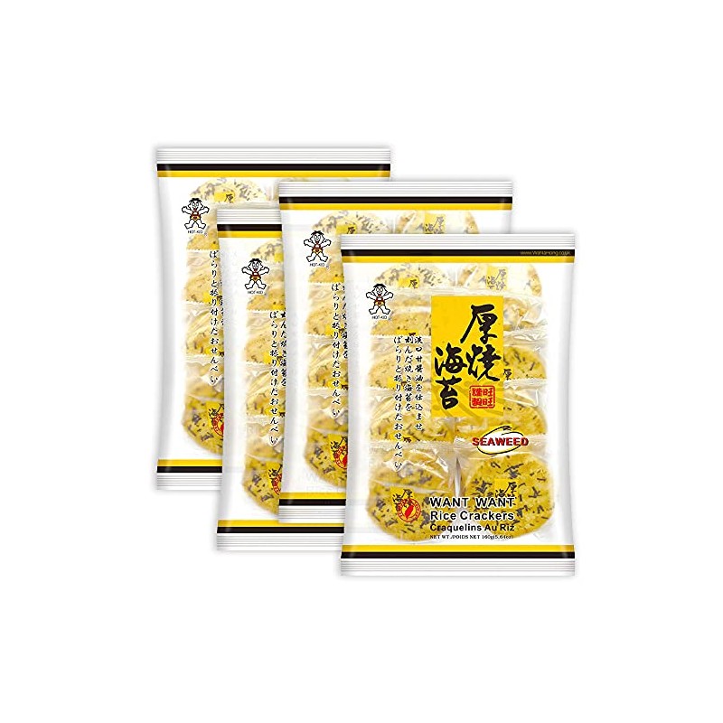 Want Want Seaweed Rice Cracker, 4 x 160 g, by