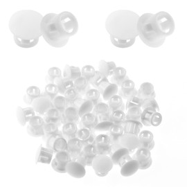 Bivethoi 50 PCS Plastic Hole Plugs 6mm / 1/4 Inch Hole Cover, White Flush Type Hole Plug Snap in Plastic Plugs, Pipe Post Hole Cap Tube Insert Plug Round End Cap Panel Plug for Chair Table Furniture