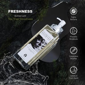 Limpiador De Brochas De Maquillaje, Aceite De Árbol De Té, Champú Para Esponjas Y Borlas, Limpieza Profunda, Antibacteriano, Acondiciona Las Cerdas, Suave, Vegano Y Sin Crueldad Animal, Tamañ