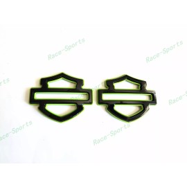 Custom 2Pcs Set Gloss Black Green Double Layer Harley CVO Custom Tank Emblems Badges