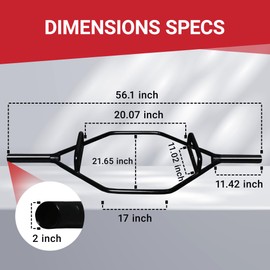 Fitvids Olympic 2-Inch Hex Weight Lifting Trap Bar with Long and Rotating Sleeves, 500-Pound Capacity, Professional Training Hex Bar, Alloy Steel