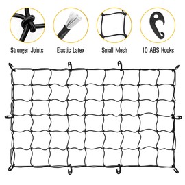 ARKSEN 36 x 60 Inch Heavy Duty Tangle-Free Nylon Cargo Net Universal Bungee Stretches with Storage Bag for Pickup Truck, Bed, SUV, & Rooftop Travel Luggage Rack
