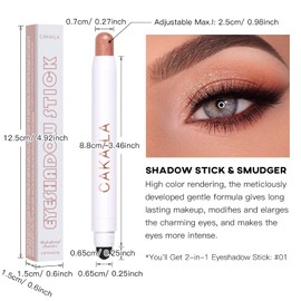 LOKFAR Cream Eye-Shadow Stick, Waterproof Cream Eyeshadow Pen Rotatable Creamy Eye Shadow Pencil Crayon, Matte and Shimmer Eyeshadow Makeup Stick with Sponge Smudger (01# Champagne Shimmer)