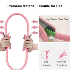 RYTMAT Pilates Ring 14.7 Inch Magic Fitness Circle Durable TPE Padded Handles Exercise Equipment for Toning Strengthening Thigh Abs, Legs and Arms (Pink)