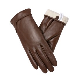 Vislivin Womens Leather Gloves Touch Screen Winter Glove Warm Driving Gloves Brown-2 XL