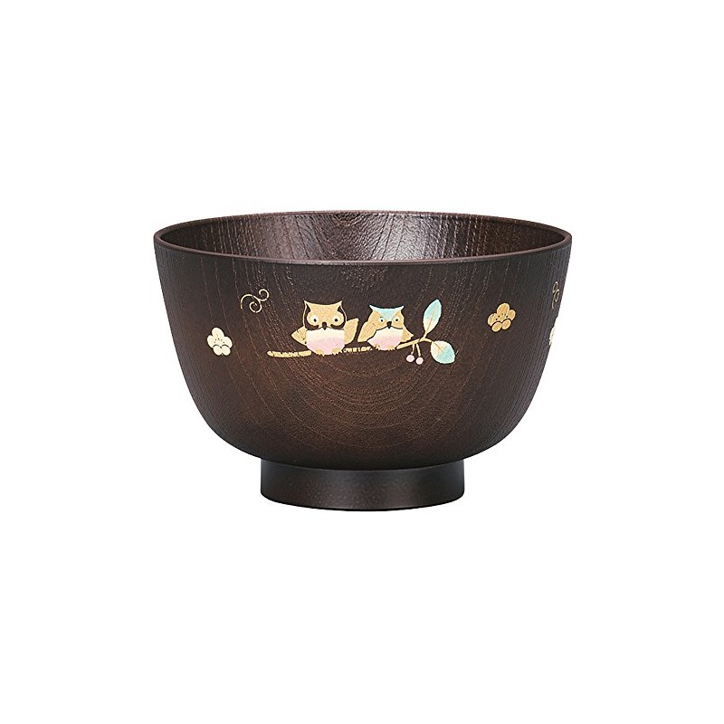 Yamanaka Lacquer M16341-4 Range Kyoto Type Heathered Soup Bowl Owl