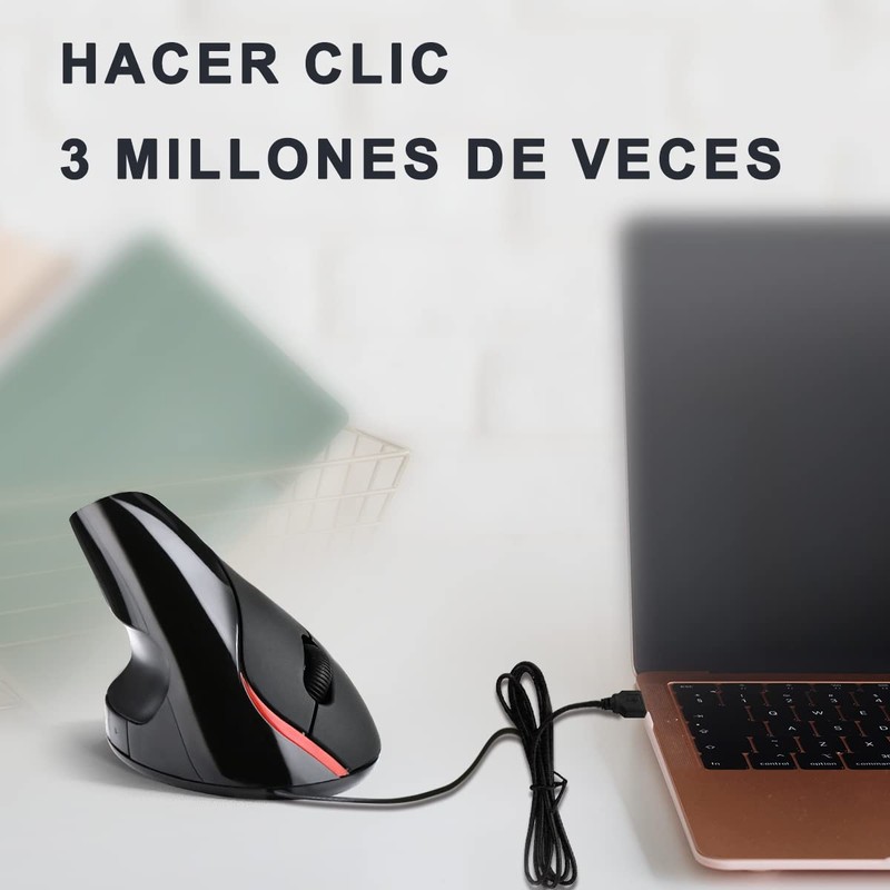 MOYAC Mouse Ergonómico Alarmbrico con 6 Botones, Ratón Vertical con