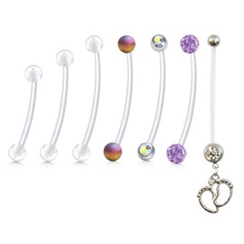 MODRSA 14G Pregnancy Belly Button Rings Maternity Navel Rings 38mm for Women Girls Dangle Flexible Bioplast Nave Piercing Bar Clear Belly Rings Retainer 18mm 25mm 32mm 38mm