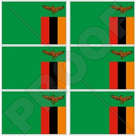 Zambia Zambian Flag, Southern Africa African 1.6" (40mm) Vinyl Bumper-Helmet Stickers, Decals x6