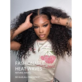 20 Inch Deep Wave Wigs for Women Natural Brazilian Human Hair Glueless Curly 6x6 200% Density Glueless HD Lace Wig Human Hair Pre Glued No Glue (20 Inch)