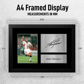 HWC Trading FR A4 Alan Shearer England Gifts Printed Signed Autograph Picture for Football Fans and Supporters - A4 Framed