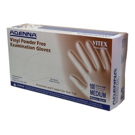 Adenna Vitex 4 mil Vinyl Powder Free Exam Gloves (Cream, Medium) Box of 100