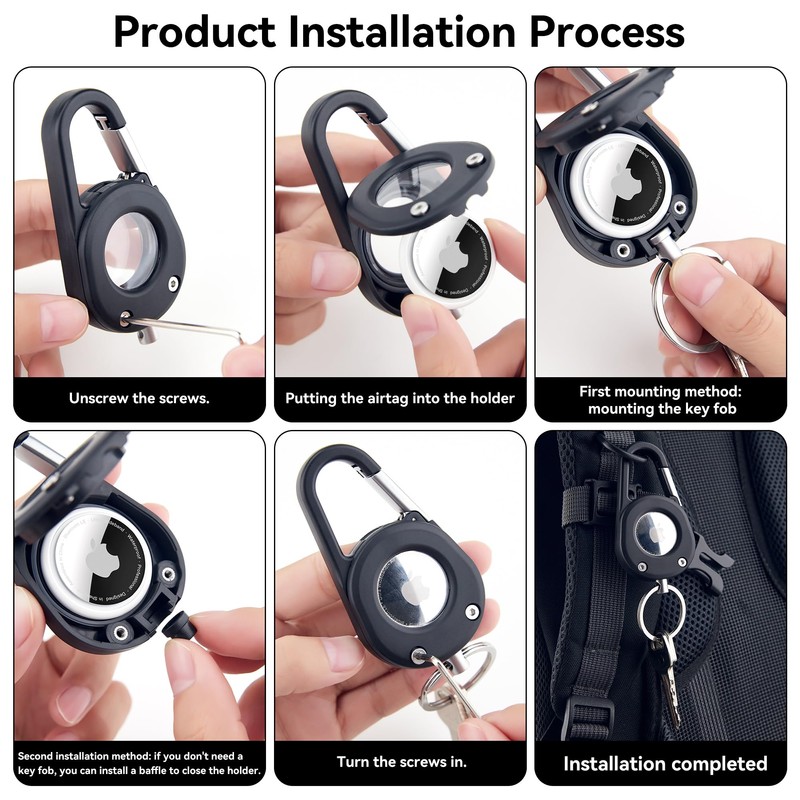 for AirTag Holder with Car Keychain, Heavy Duty Carabiner Keychain