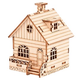 MPIUET 3D Wooden Wind-up Music Box Puzzles, Clockwork Musical Mechanism Movement Little House 3D Puzzles, Laser Engraving, Without Burrs, No Glue Required, Screwdriver and Screws are Inchluded