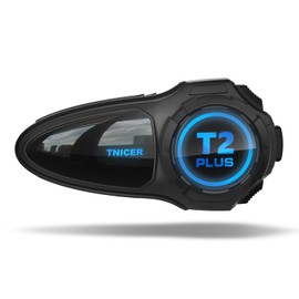 TNICER Motorcycle Bluetooth Headset T2Plus Dual Chip MESH Intercom 10-Way Motorcycle Helmet Bluetooth Helmet Intercom Communication Systems with Double Coil Subwoofer Speakers(Black)