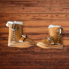 Fur Buckle Boots Doll Shoes in Coffee Brown for 1/6 BJD and Blythe Dolls