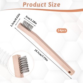 24 Pack Wire Scratch Brush Set Metal Detailing Wire Brush Wood Handle Wire Brush for Cleaning 7.8 Inch Stainless Steel Small Wire Scratch Brushes for Rust Remove Paint Dirt Scrubbing