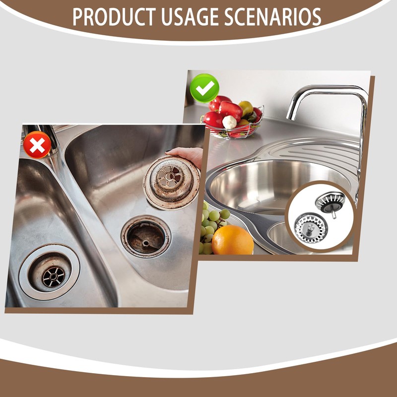 2 Pack Stainless Steel Kitchen Sink Strainer, Kitchen Sink Plug