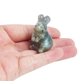 Lovionus89 Crystal Rabbit Sculpture, 1.5 Inch Rabbit Figurine Statue, Gemstone Animal for Home Decor or Collectibles, Moonstone