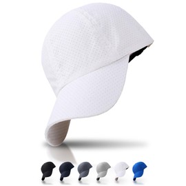 hichago Men's Baseball Cap for Running, Mesh Cap, Secure Fit, Won't Fly Off, Unisex, Ultra Lightweight, Breathable, Quick Drying, Jogging, Walking, Thin Material, UV Protection, white