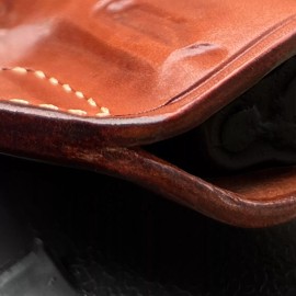 Masc Holster Leather OWB Paddle Holster Fits, S&W CSX 9mm Micro Compact 3.1'' Barrel #1620# - R/H Draw & Brown Color