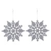 12pk Glitter Snowflake Hanging Decorations, Christmas Tree Snowflake Baubles/Ornaments (Silver)