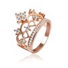 Uloveido Rose Gold Plated Princess Crown Ring with White Cubic