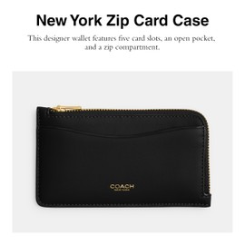 Coach Women's Zip Card CASE, Black, One Size