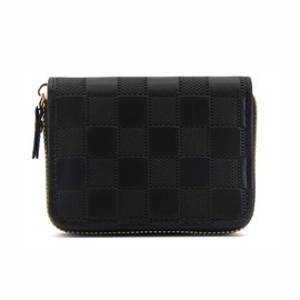 KACYMAO Checkered Credit Card Holder Wallet Zipper Leather Case Purse Small Card Case for Women or Men Small Compact Accordion Wallet with Zipper (IVORY BLACK)