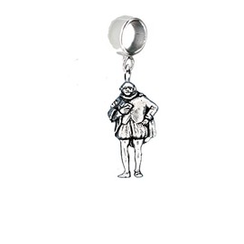 William Shakespeare pp-h20 1.6x3.3cm fine lead free English Pewter charm fitted to a bail with 5mm Hole add to Bracelet or necklace