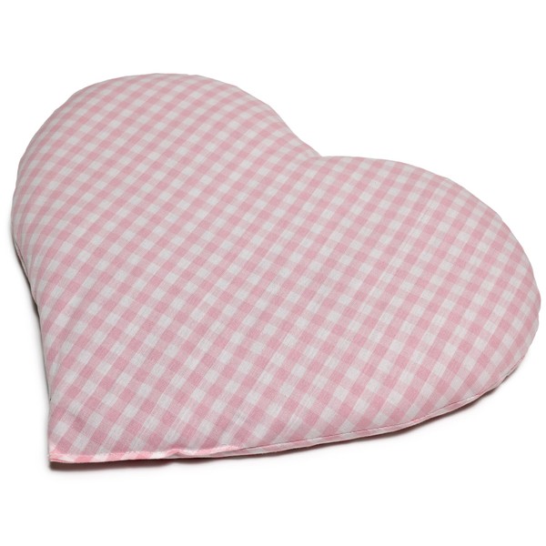 Organic Spelt Cushion Heart Approx. 30 x 25 cm – Organic Filling & Organic Fabric Pink/White – Heat Cushion – Grain Cushion – A Charming Gift