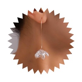 Allereya Boho Pearl Flower Dangle Earrings Gold Pearl Petal Earrings Pearl Petal Drop Earrings Pearl Flower Earrings Baroque Pearl Earrings Jewellery For Women, Zinc, No Gemstone