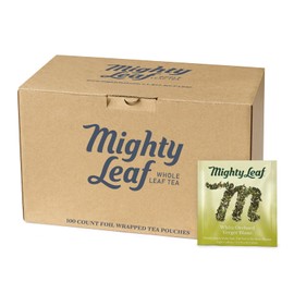 Mighty Leaf White Orchard White Tea – 100 Count Foil-Wrapped Silken Tea Pouches – Delicate Whole Leaf Blend with Tropical Fruit & Melon – Premium White Tea for Hot or Iced Brewing