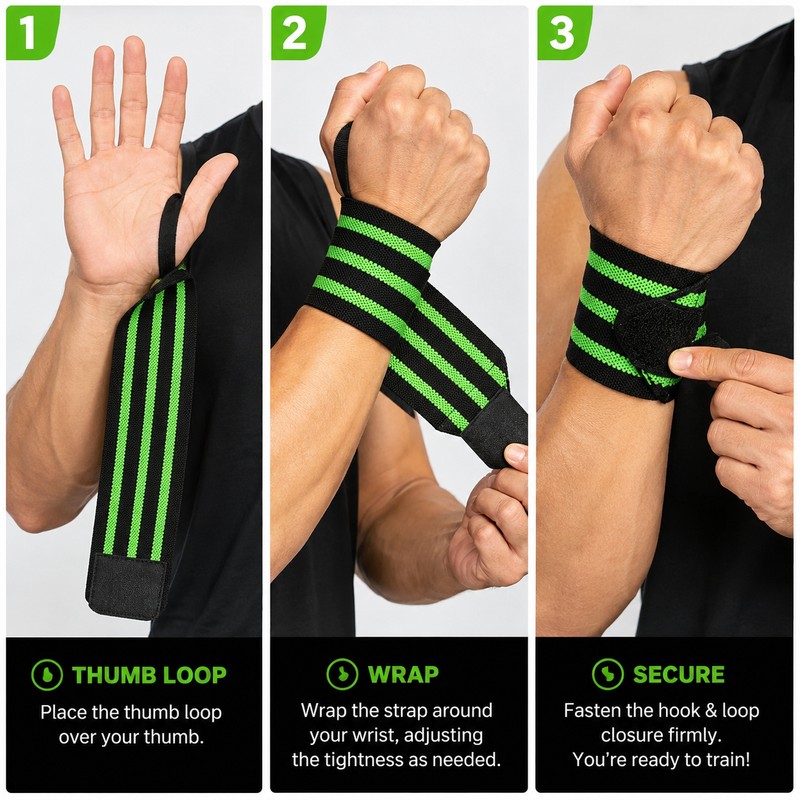 Weightlifting Wrist Wraps for Strength Training – Adjustable Elastic Wrist