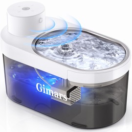 Gimars 135oz/4L Wireless Cat Water Fountain Battery Operated: 5000mAh, Cordless Pet Water Fountain with Motion Sensor, Automatic Water Dispenser for Dogs, Silent Pump & Stainless Steel Tray, 2 Filters