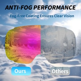 Veltuno Ski Goggles for Men Women Adult & Youth, OTG Snowboard Goggles Anti Fog, Snow Goggles UV Protection Wide Vision (Pink Frame/Revo Pink Lens (vlt 14.0%))