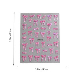 6 Sheets Cute Bow Nail Stickers 3 Styles 5D Embossed Nail Decals Self Adhesive Cartoon Nail Accessories DIY Manicure Art Supplies for Women Girls