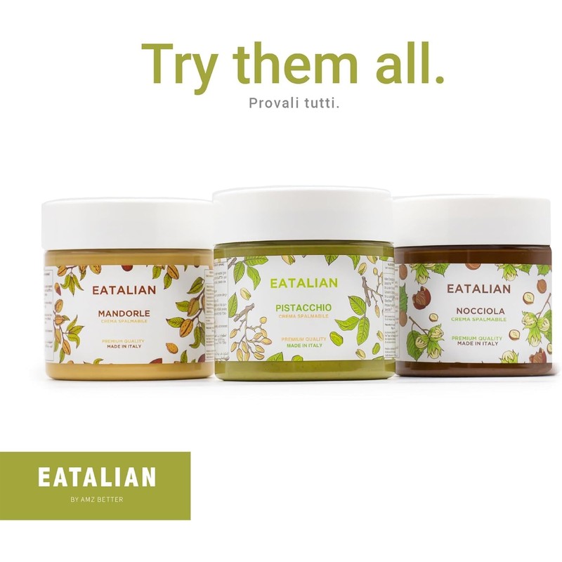 EATALIAN by AMZ BETTER Pistachio Cream, 7oz/200 gr, Spreadable Pistachio