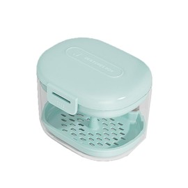 Shengsenfu Dental Portable Mouth Storage Case, with Strainer Basket Dental Cup Denture Soaking Container False Teeth Storage Box (Green)